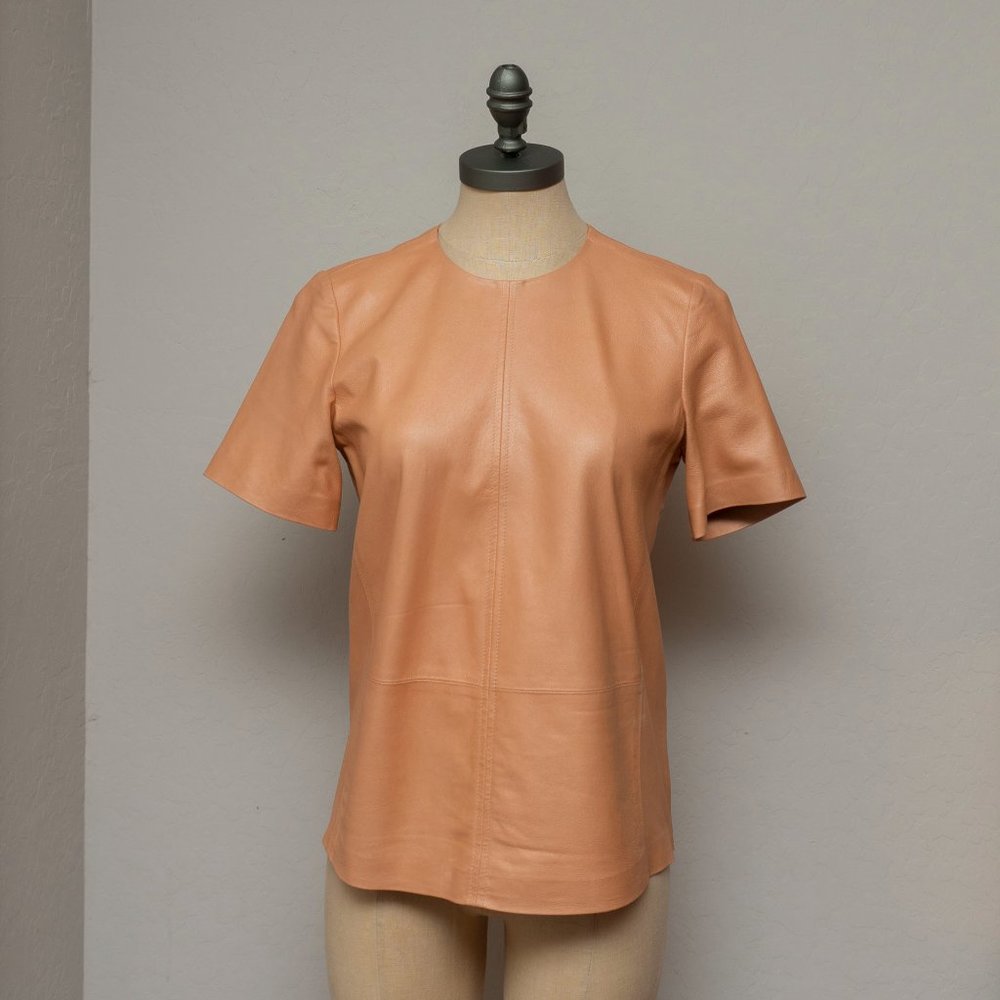 Truth and Pride XS Tangerine/Tan Leather Top